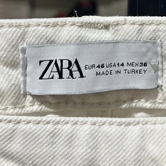 Zara Large Cuff White Denim Pant - Picture 2 of 4